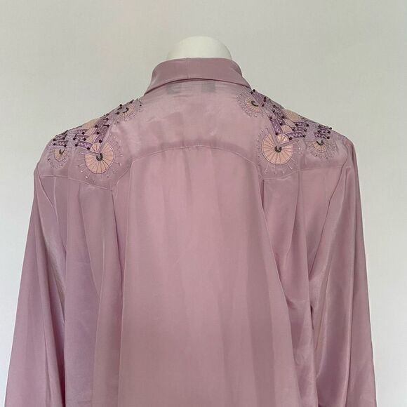 Richard Martin 80s Beaded Embroidered Shoulder Neck Tie Button Down - Picture 6 of 11